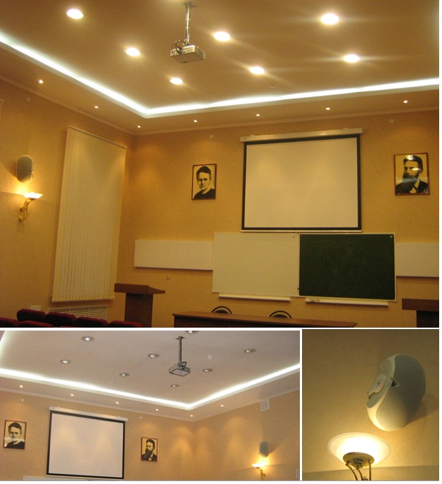 установка проектора, экрана, колонок, монтаж проектора